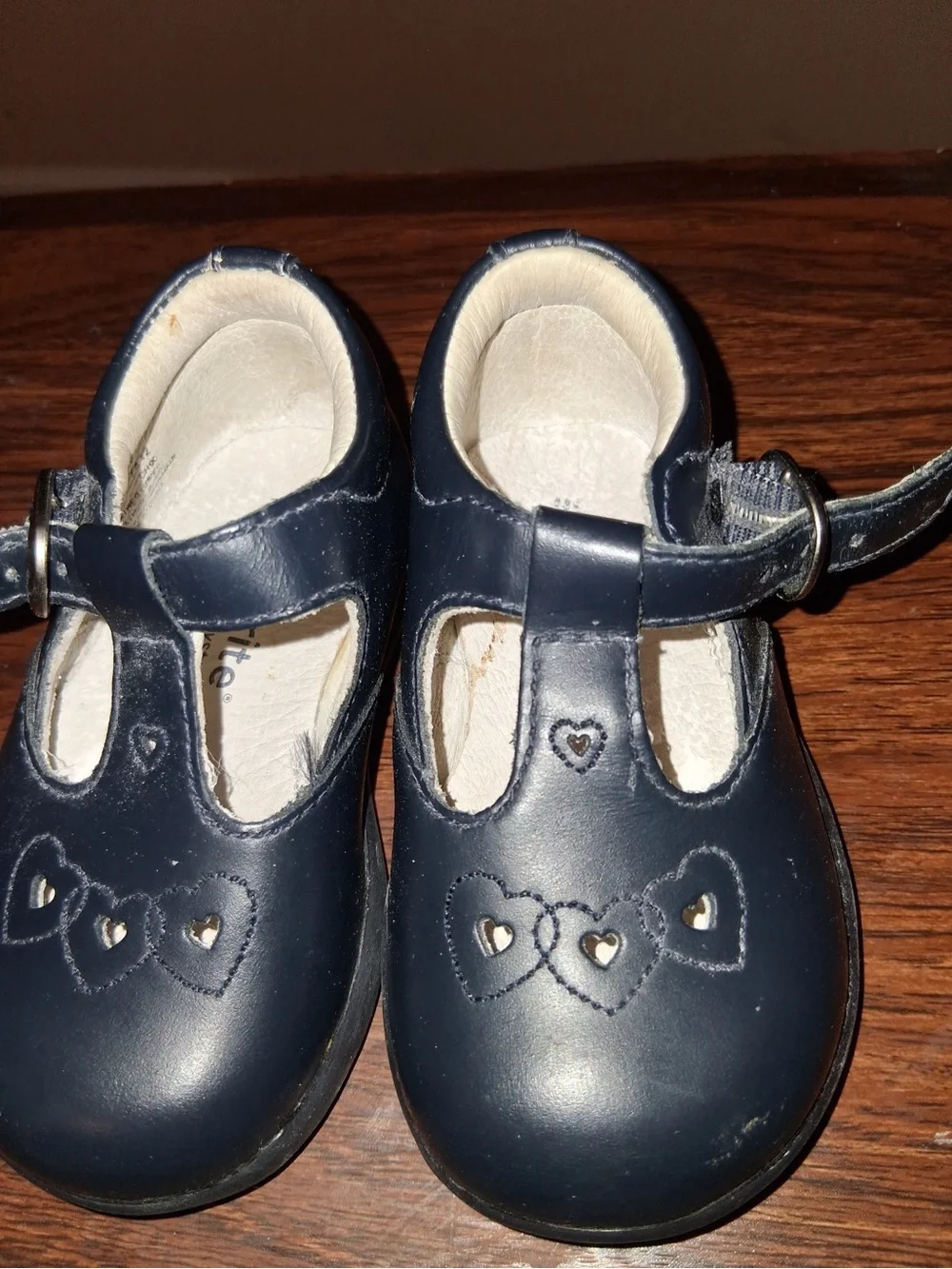 Stride Rite Navy Mary Jane Shoes with Heart Cutouts